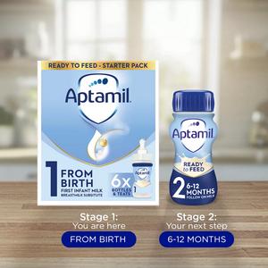 Aptamil 1 First Infant Baby Milk Formula Liquid Starter Pack From Birth Ready To Feed 6x70ml - gallery image 6