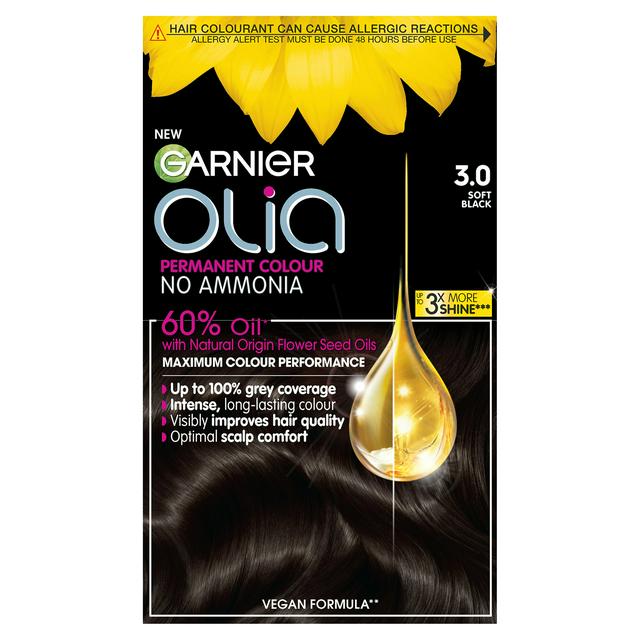 Garnier Olia Permanent No Ammonia Hair Dye Soft Black 3.0