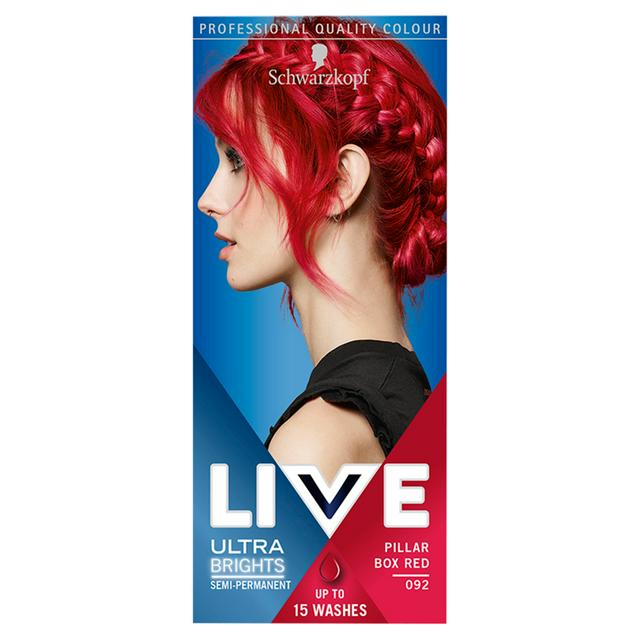 Schwarzkopf Live Ultra Brights or Pastel Semi-Permanent Hair Dye, Pillar  Box Red 92 | Sainsbury's