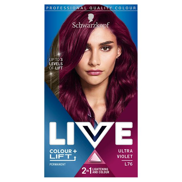 Schwarzkopf Live Intense Colour & Lift Permanent Hair Dye Ultra Violet L76  | Sainsbury's