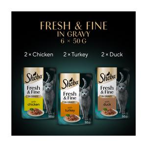 Sheba Fresh & Fine Chicken & Turkey in Gravy Wet Cat Food Pouches 6 x 50g - gallery image 5