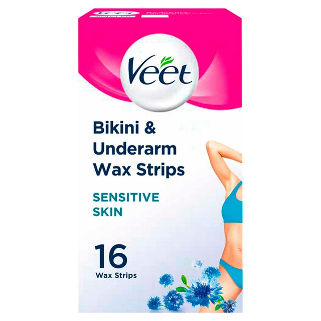 Veet Hair Removal Wax Strips Bikini & Underarm for Sensitive Skin x16 |  Sainsbury's