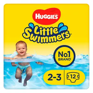 Huggies Little Swimmers Swim Nappies, Nappies Size 2 & 3, 12 Nappy Pants 