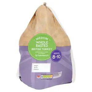 Sainsbury's Medium Frozen British Whole Basted Turkey 3.9-5.2kg