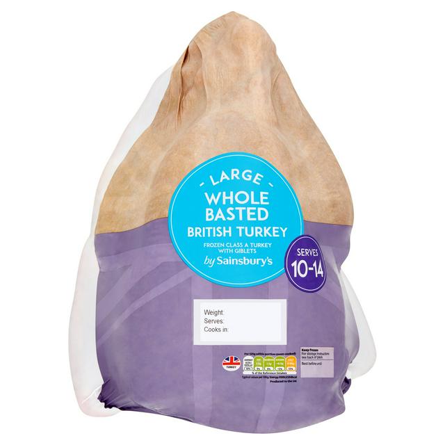 Sainsbury's Large Whole Basted British Frozen Turkey 5.3kg-6.9kg