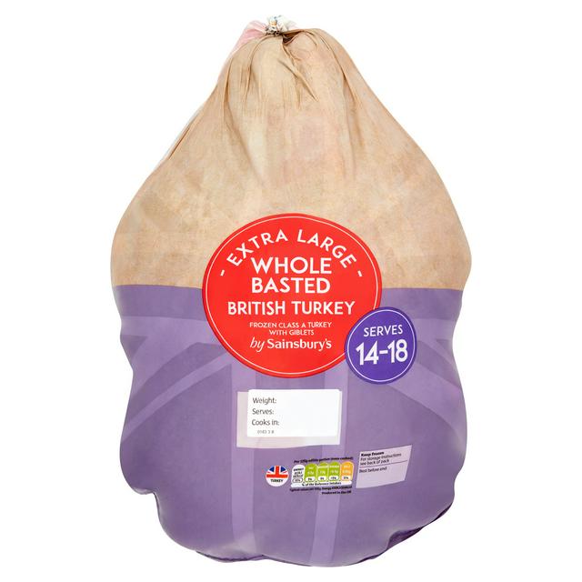 Sainsbury's Large Whole Basted British Frozen Turkey 5.3kg-6.9kg