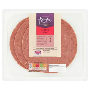 Sainsbury's British Corned Beef Slices, Taste the Difference x3 100g 