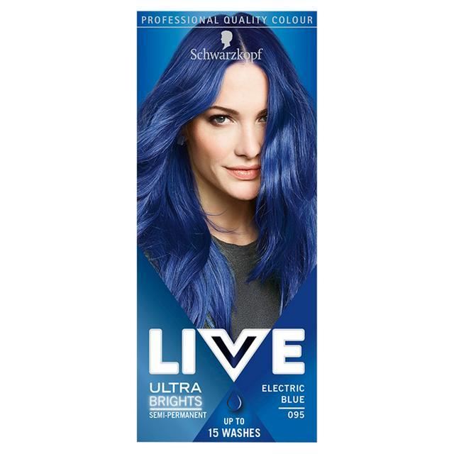 Schwarzkopf Live Ultra Brights or Pastel Semi-Permanent Hair Dye, Electric  Blue 95 | Sainsbury's