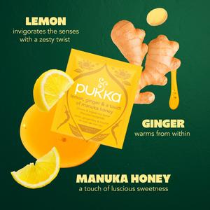 Pukka Organic Lemon, Ginger & Manuka Honey Tea Home Compostable Herbal Tea Bags x20 - gallery image 2