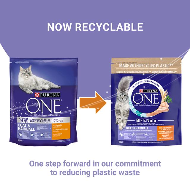 Purina One Coat Hairball Dry Chicken Cat Food 750g Sainsbury's