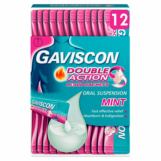 Gaviscon Double Action Heartburn & Indigestion Mint Flavour Sachets 12 x 10ml - gallery image 1