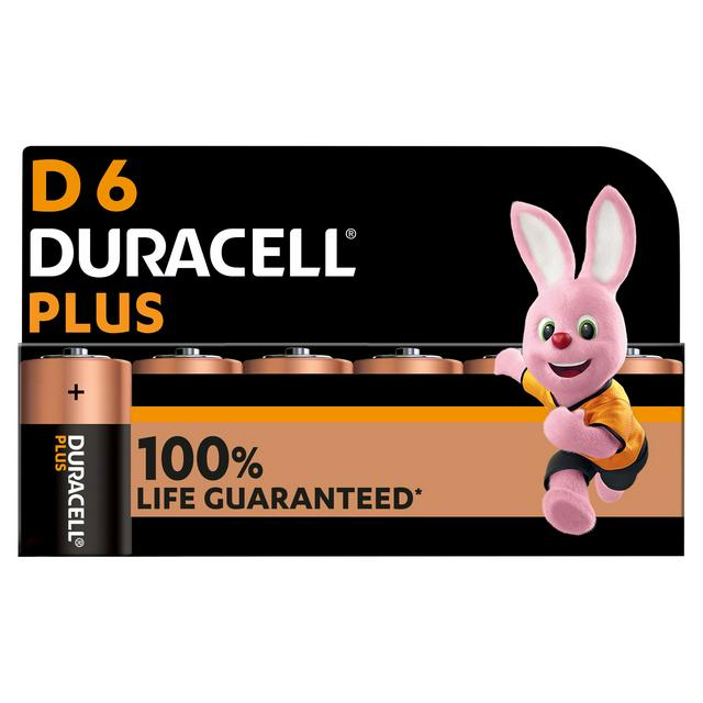 Duracell Plus Alkaline D Batteries, pack of 6