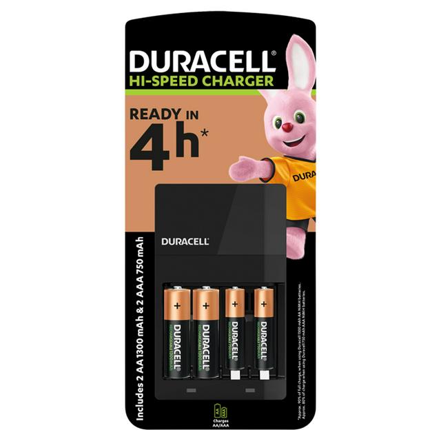 Duracell Hi-Speed Battery Charger - Charges in 4 hours, with 2 AA