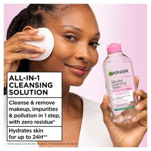 Garnier Micellar Water Facial Cleanser Makeup Remover For Sensitive Skin 400ml - gallery image 2