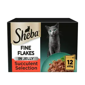 Sheba Fine Flakes Succulent Selection in Jelly Cat Food Pouches 12 x 85g