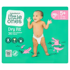 Sainsbury's Little Ones Dry Fit Size 5+ 36 Nappies