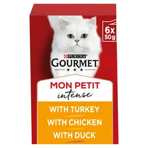 Gourmet Mon Petit Meaty Variety Duck, Chicken & Turkey Wet Cat Food 6 x 50g