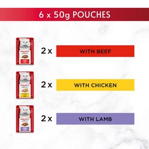 Gourmet Mon Petit Meaty Variety Beef, Chicken & Lamb Wet Cat Food 6 x 50g - gallery image 4