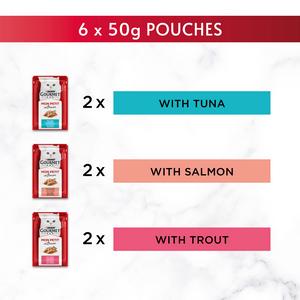 Gourmet Mon Petit Fish Variety Tuna, Salmon & Trout Wet Cat Food 6 x 50g - gallery image 4