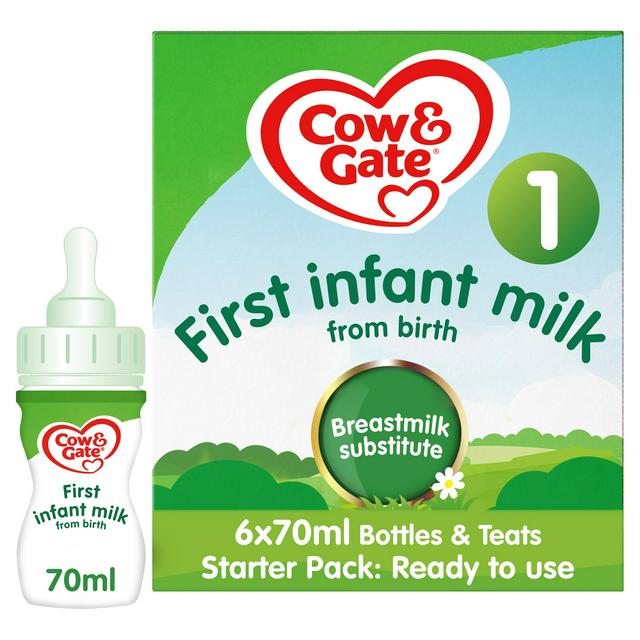 Cow & Gate 1 First Baby Milk Formula Starter Pack From Birth 6x70ml