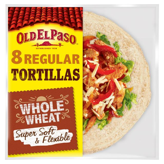 Old El Paso Regular Soft Whole Wheat Tortilla Wraps x8 326g