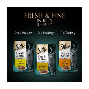 Sheba Fresh & Fine Chicken & Turkey in Jelly Wet Cat Food Pouches 6 x 50g - gallery image 5