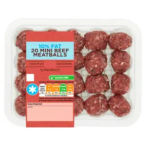 Sainsbury's British or Irish 10% Fat 20 Beef Mini Meatballs 350g