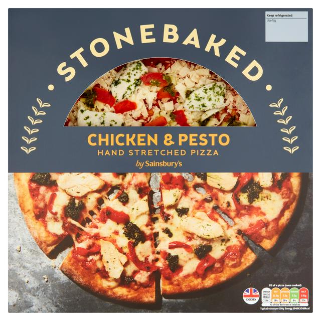 Sainsbury S Stonebaked Chicken Pesto Hand Stretched Pizza 315g Sainsbury S