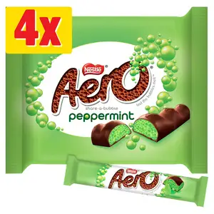 Aero Bubbly Peppermint Mint Chocolate Bar Multipack x4 108g