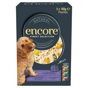 Encore Natural Finest Selection In Jelly Dog Food Pouches 5x100g - video