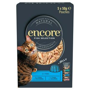 Encore Fish Selection in Jelly Natural Cat Food Pouches 5 x 50g - video