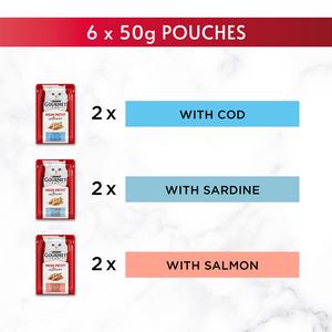 Gourmet Mon Petit Fish Variety Cod, Sardine & Salmon Wet Cat Food 6 x 50g - gallery image 4