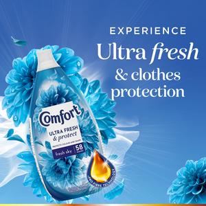 Comfort Ultra Fresh & Protect 58 washes Fresh Sky Fabric Conditioner 870ml - gallery image 2