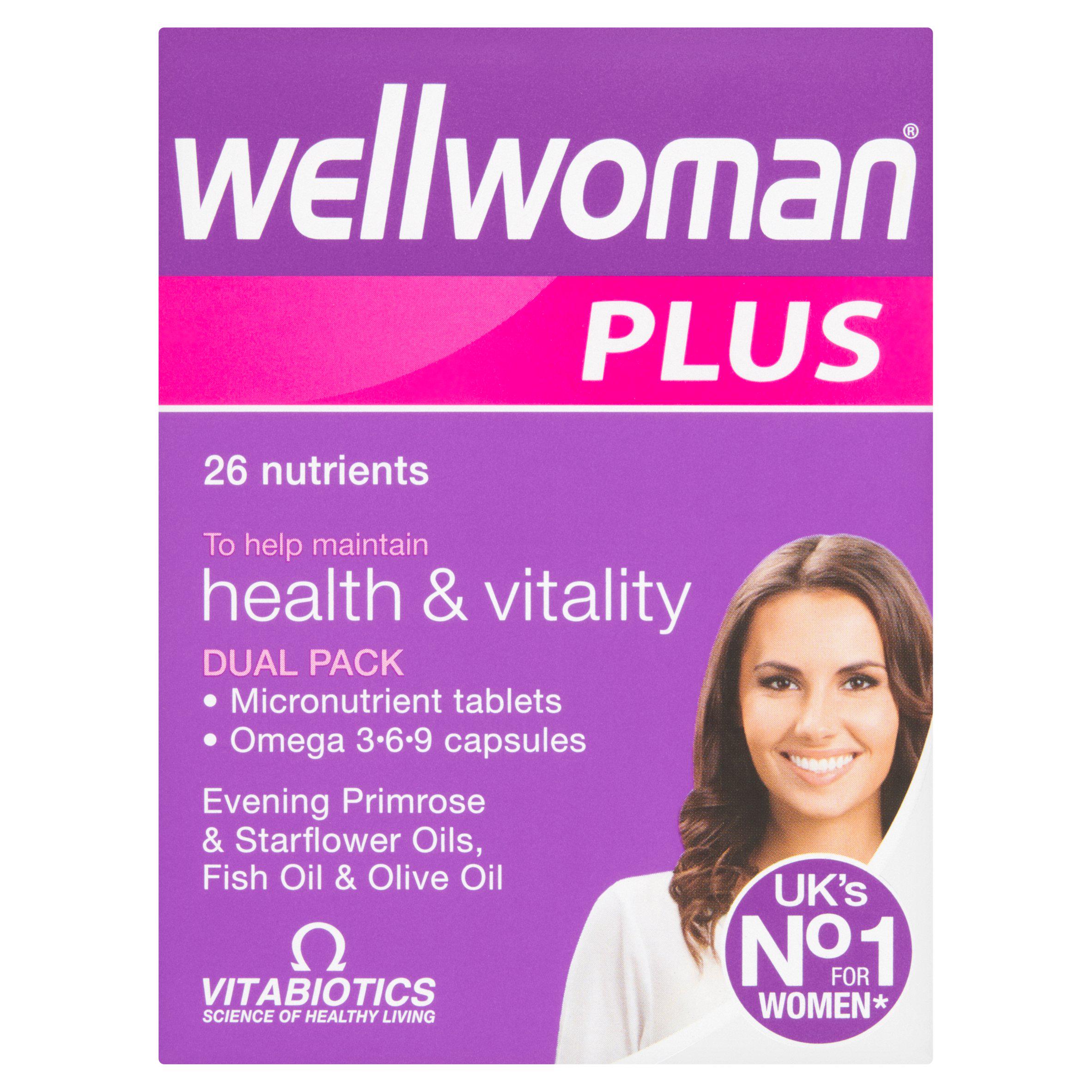 Vitabiotics Wellwoman Plus Women's Multivitamin Omega 3 Supplements 56 Pack