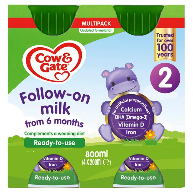 Cow & Gate 2 Follow On Baby Milk Formula Multipack 4x200ml