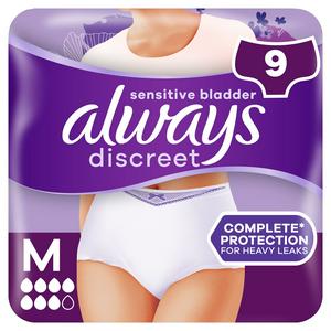 Always Discreet Underwear Incontinence Pants Plus Medium x9
