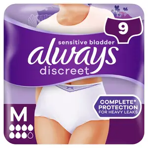 Always Discreet Underwear Incontinence Pants Plus Medium x9