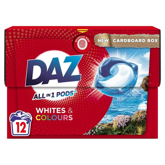 Daz 3in1 Pods for Whites and Colours Washing Liquid Capsules (12 Washes)
