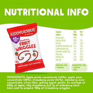 Kiddylicious Strawberry Wriggles Baby Snacks 4x12g - gallery image 3