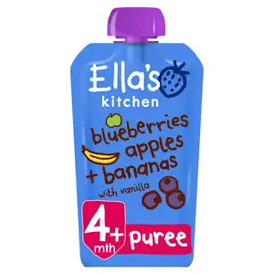 Ella's Kitchen Organic Blueberries, Apples, Bananas & Vanilla Baby Food Pouch 4+ Months 120g