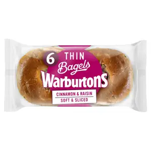 Warburtons Cinnamon & Raisin Thin Bagels x6