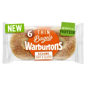 SAINSBURYS > Bakery > Warburtons Sesame Thin Bagels x6