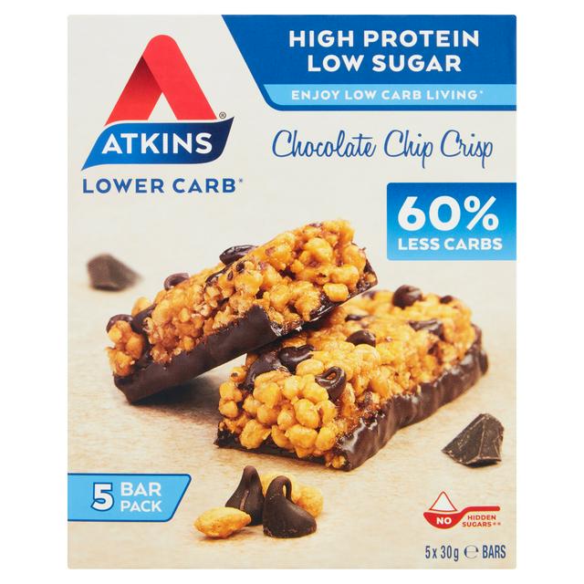 Atkins Chocolate Chip Crisp Bars 5x30g Sainsbury S