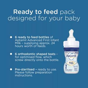 Aptamil Advanced 1 First Infant Baby Milk Formula Liquid Starter Pack From Birth Ready To Feed 6x70ml - gallery image 3