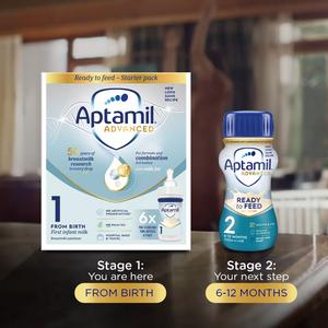 Aptamil Advanced 1 First Infant Baby Milk Formula Liquid Starter Pack From Birth Ready To Feed 6x70ml - gallery image 4