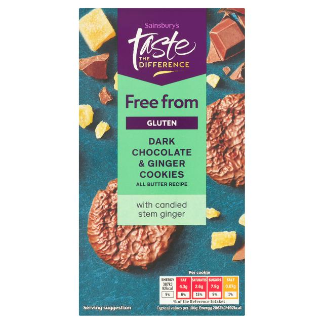 Sainsburys Free From Stem Ginger & Dark Chocolate Cookies, Taste the Difference 150g