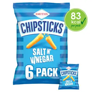 Smiths Chipsticks Salt & Vinegar Multipack Snacks Crisps 6x17g