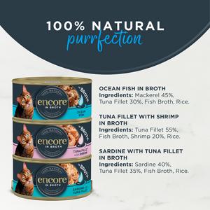 Encore Fish Selection In Broth Natural Cat Food Tins 12 x 70g - gallery image 2