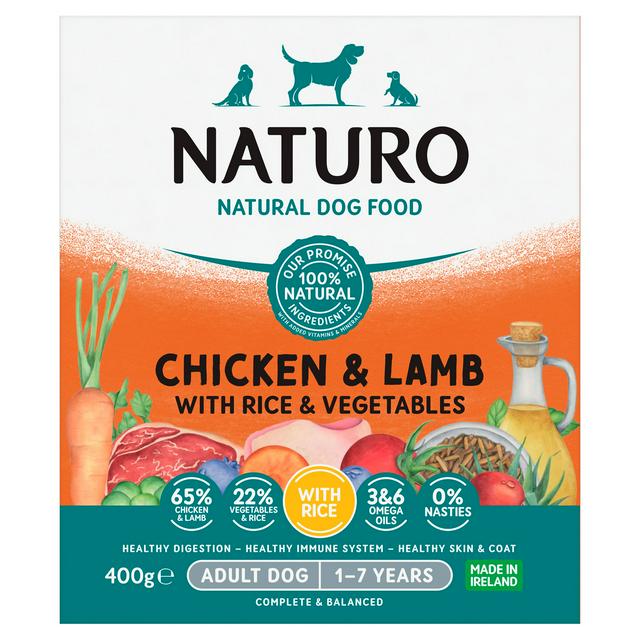 Naturo Natural Pet Food Chicken & Lamb with Rice and Vegetables Adult Dog 1 to 7 Years 400g