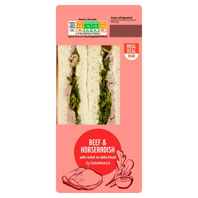 Sainsbury's Beef & Horseradish with Rocket on White Bread Sandwich - gallery image 1